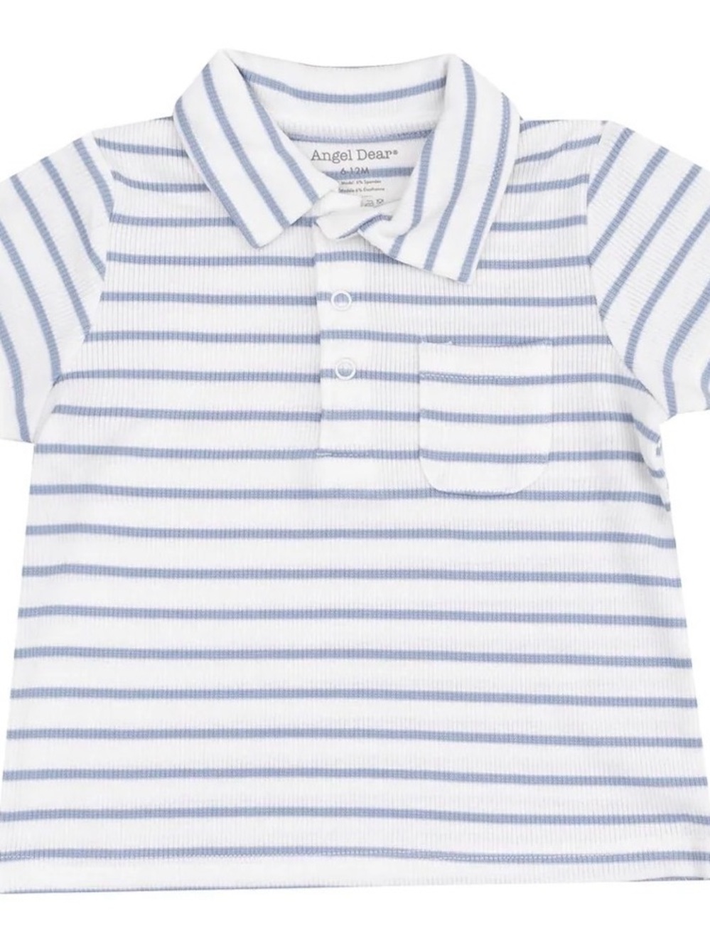 Angel Dear White and Light Blue Striped Polo Shirt, Blue and White, Size 3T